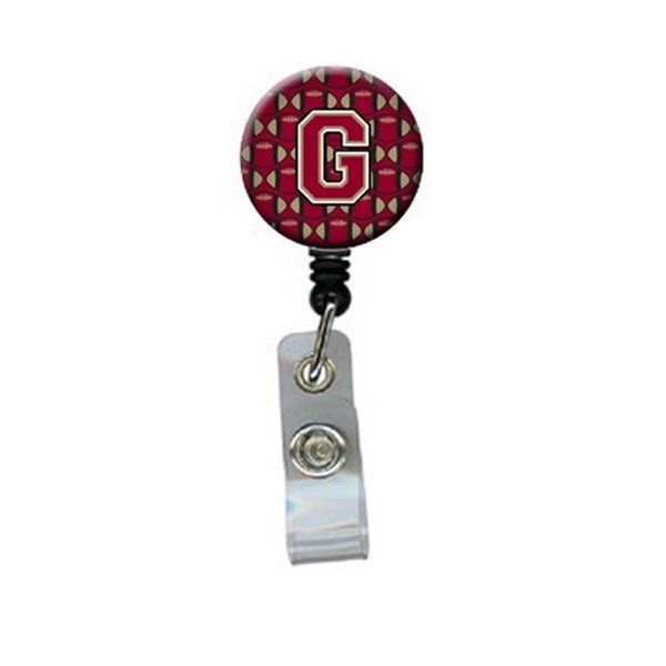 Carolines Treasures Letter G Football Garnet and Gold Retractable Badge Reel CJ1078-GBR
